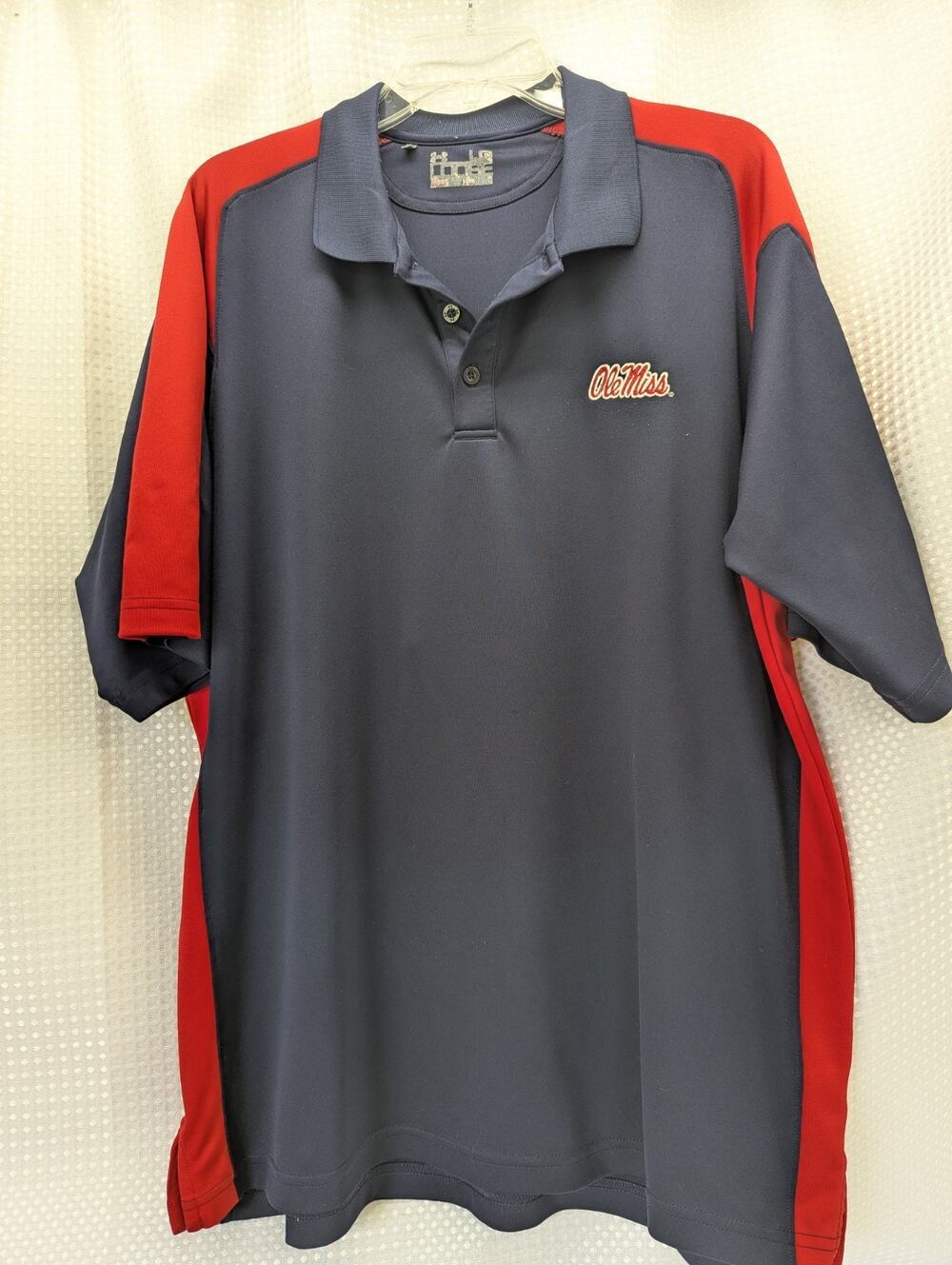 Ole Miss Rebels Under Armour Polo Shirt Mens Navy Red Short Sleeve Golf NCAA